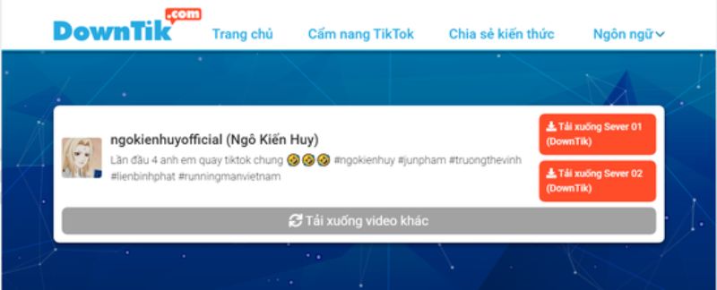 tải video trên TikTok